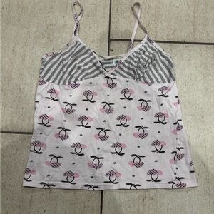 Derek Heart Pink Floral and Gray Striped Cami